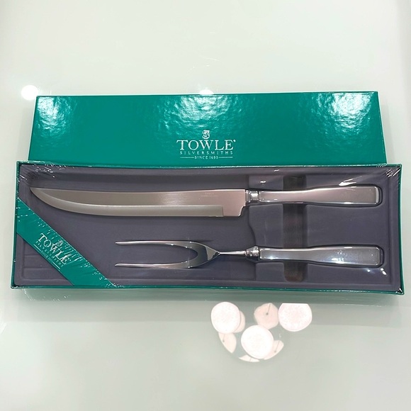 *NEW* Vintage Towle Silversmiths Stainless Steel Carving Set made in USA - Picture 7 of 9
